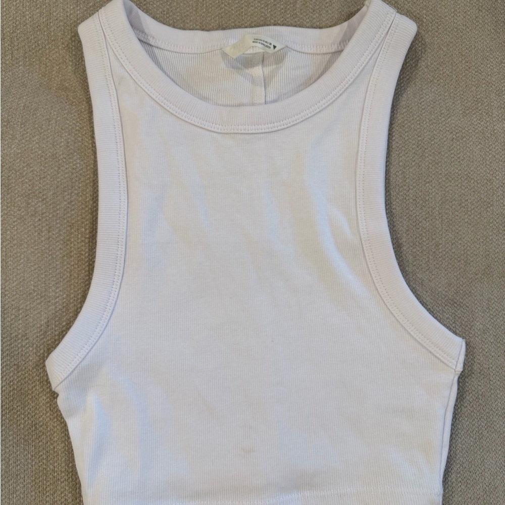 Zara White Ribbed Tank Top